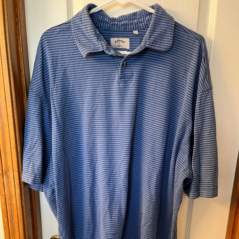 Men’s XXL short sleeve blue striped callaway polo 100% cotton